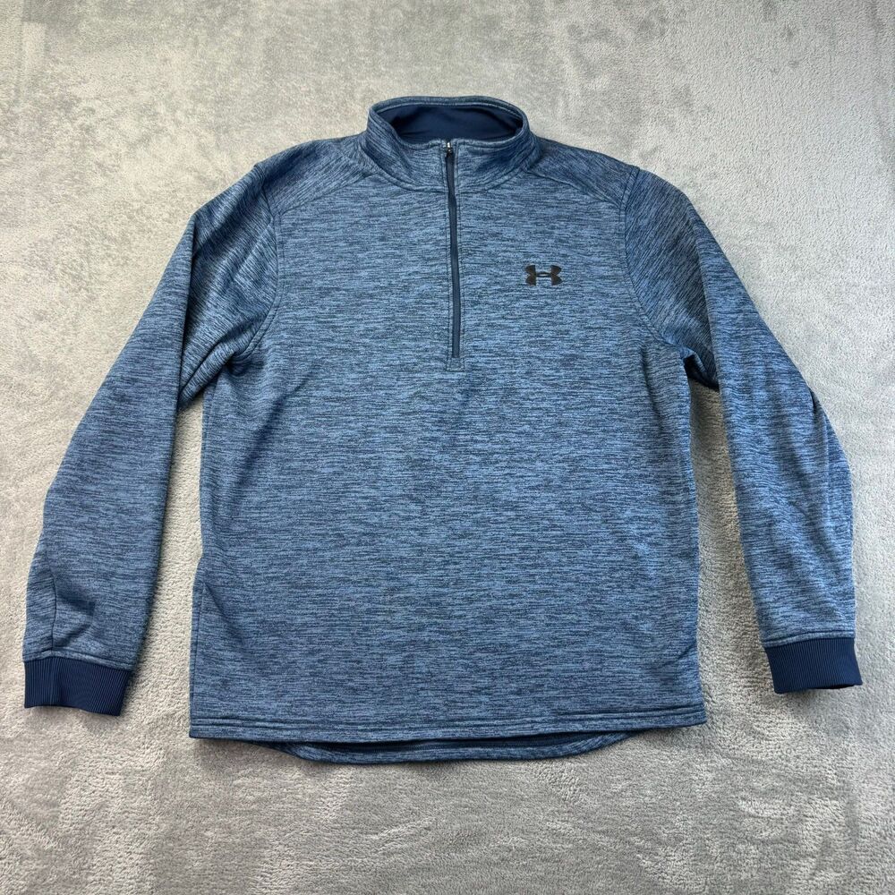 Under Armour Pullover Mens Medium Blue 1/4 Zip Performance Loose Coldgear Active